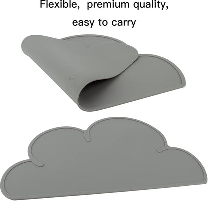 Pet Food Mats–Dog Cat Feeding Mat Top Grade Cloud Silicone Pad Anti-Slip Waterproof Anti-Slip Bowl Placemat (Blue)