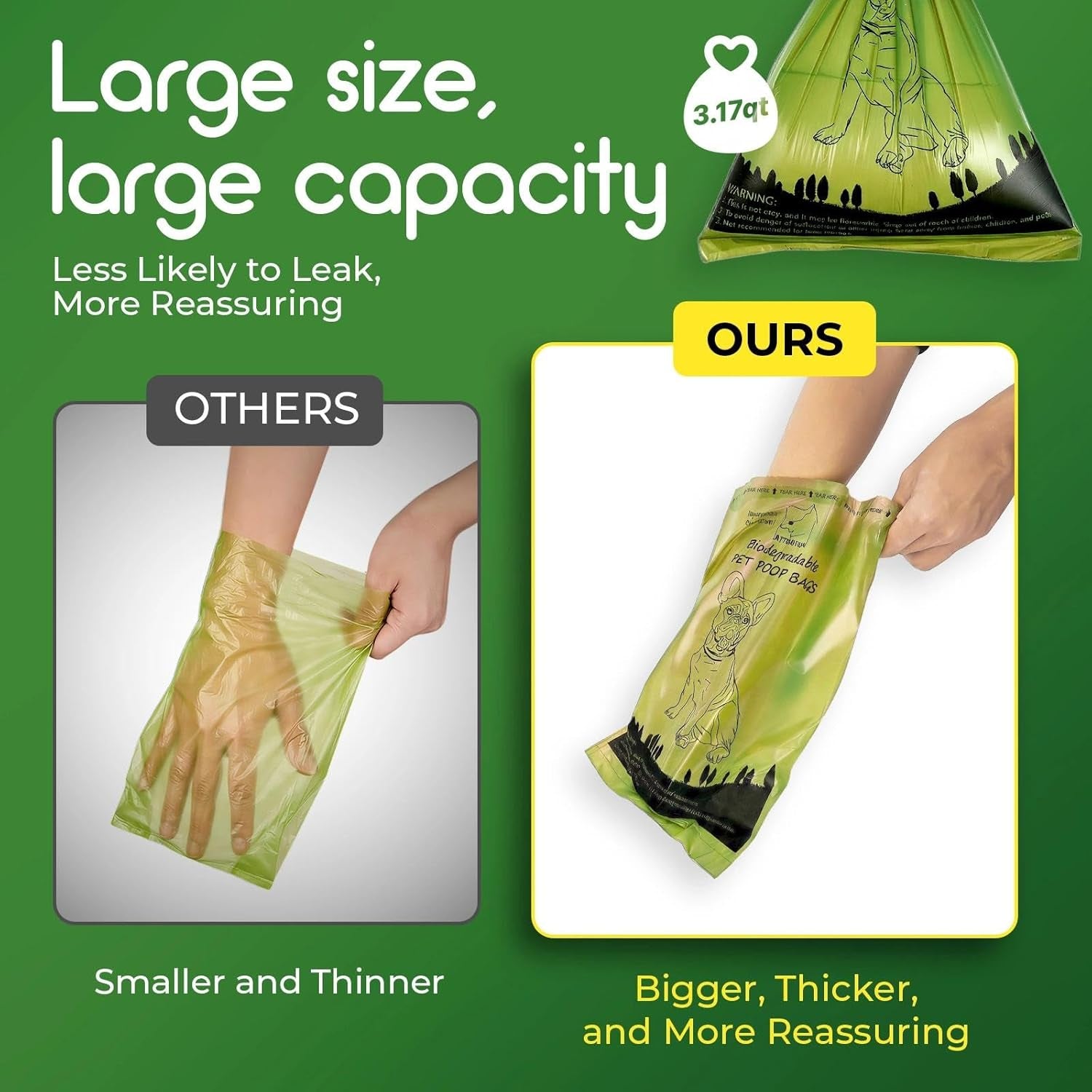 Biodegradable Dog Poop Bags 150 Count 10 Rolls with One Free Dispenser, Thicken and Earth-Friendly Dog Poop Bag Holder (Scented)