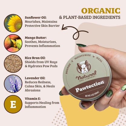 Pawtection Dog Paw Wax, 1 Oz Tin | Hot Pavement & Sand Protection, Waxy Barrier Balm, Non-Toxic & Lick Safe, for Summer Walks & Hiking
